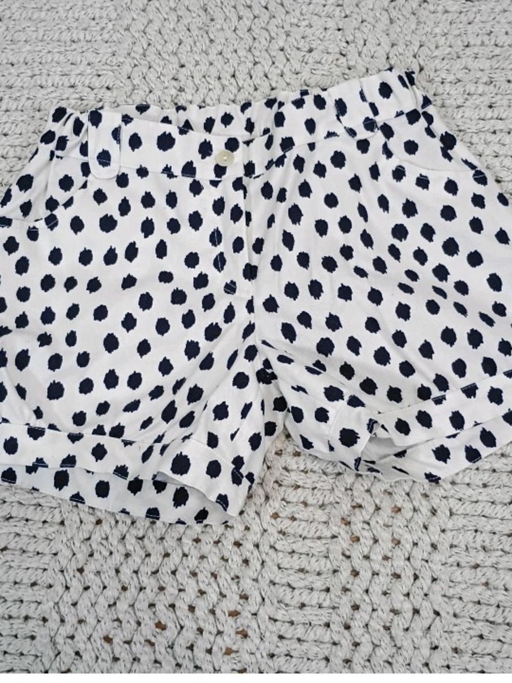 NWT Oscar De La Renta Girls Navy and White Polka Dot Shorts